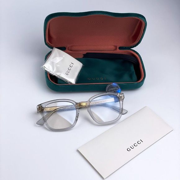 🫧NEW GUCCI LOGO GG0184S 001 Transparent Gray Photochromic Square Unisex Frame - Picture 14 of 15